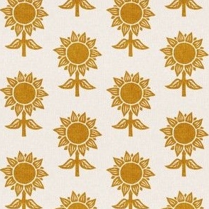 (small scale) block print sunflower - gold - LAD23