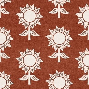 block print sunflower - rust - LAD23