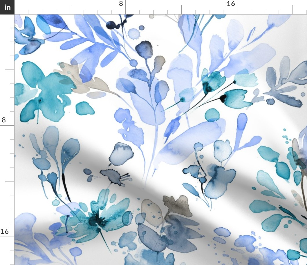 Wildflowers artistic botanical - Blue-Gray - Jumbo Large
