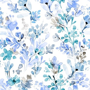 Wildflowers artistic botanical - Winter nature - Blue-Gray - Medium