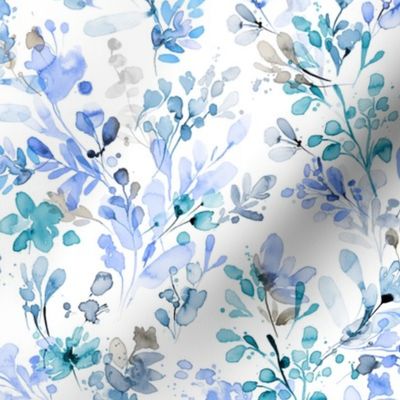 Wildflowers artistic botanical - Winter nature - Blue-Gray - Small