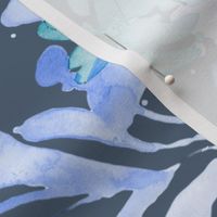 Wildflowers artistic botanical - Blue Grey Slate - Jumbo Large