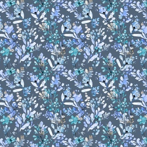Wildflowers artistic botanical - Blue Grey Slate - Small