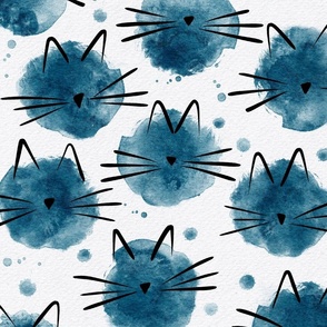 cat - ellie cat peacock - watercolor drops cat - cute cat fabric and wallpaper
