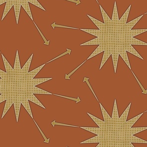 (L) Textured Ochre Sun Arrows on Rust Orange 
