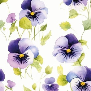 Purple Pansies Watercolor
