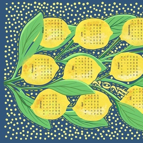 Lemons Calendar Tea Towel