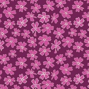 Small Dark Pink Flowers on Dark Magenta