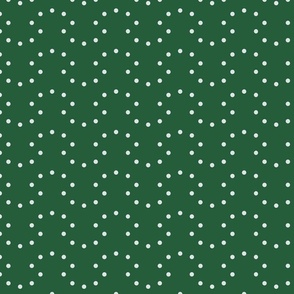 White Polka Dots in Scallop Curved Lines on Green