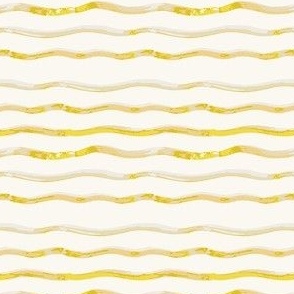 Horizontal Watercolor Waves in Stripes of Golden Yellow, tiny scale