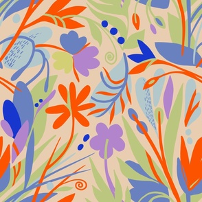 colorful floral beige pattern