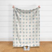 Watercolor Circles in a Grid-Cream, Light Blue