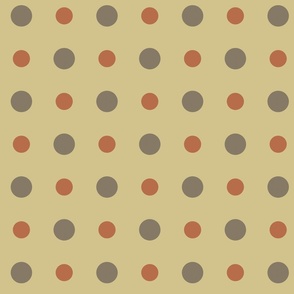 vintage dots, gold, rust and gray