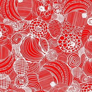 Circle Zen doodles White on Ice Lolly Red