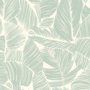 Hand-drawn Large Botanical Leaf Wallpaper In Celadon Green