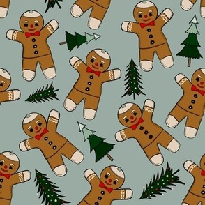 Gingerbread Men and Christmas Trees Retro