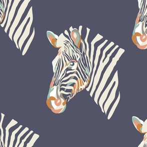 africa africa - zebra head - dusty denim blue - large