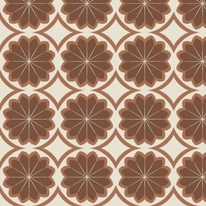 Mid Century Floral Tile Pattern-Brown, Retro Inspired, Neutral Color Palette, Two Tone Floral, Flowers on Cream, Brown and Cream, Vintage Inspired