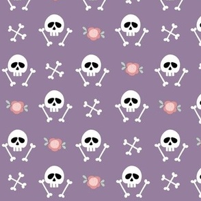 Cute Girly Bones-Purple, Skeletons, Purple Halloween, Charming Skeletons, Whimsical Skulls, Cute Bones, Cute Halloween with Flowers, Pink and Green, Girly Halloween