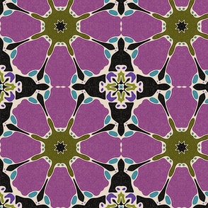 Geometric Jewel Tone Pattern - Purple Green Teal Black