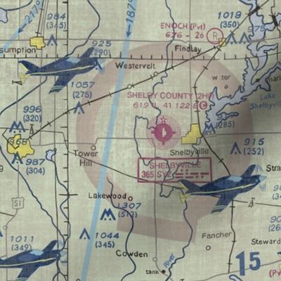 Antiqued  Aeronautical Map