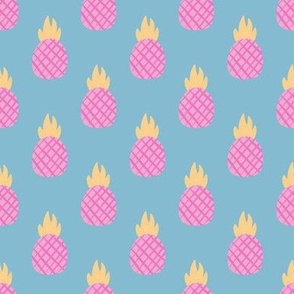 Pink Pineapples on Teal