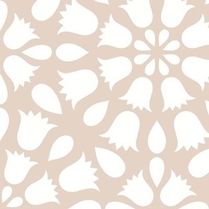 Grandmillennial Country Floral Geometric in Neutral Farmhouse Beige and White - Large - Traditional, Cottagecore, Neutral Floral