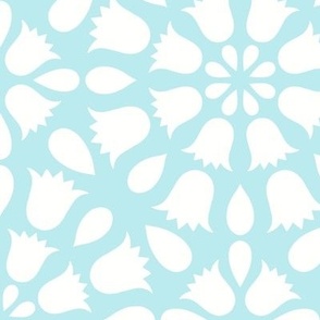 Grandmillennial Country Floral Geometric in Pastel Aquamarine and White - Large - Farmhouse, Cottagecore, Traditional