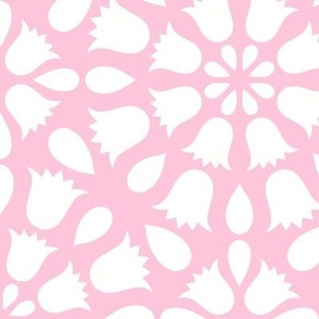 Grandmillennial Country Floral Geometric in Pastel Pink and White - Large - Farmhouse Floral, Cottagecore, Traditional 