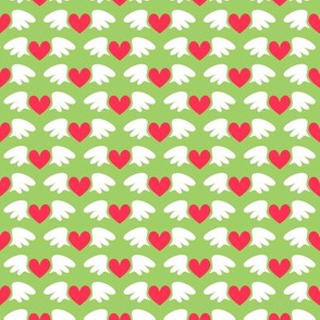 Winged hearts (green)