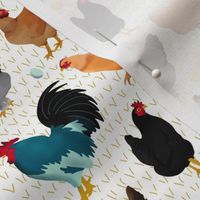 Medium Autumn Chickens with Hen Scratch on White