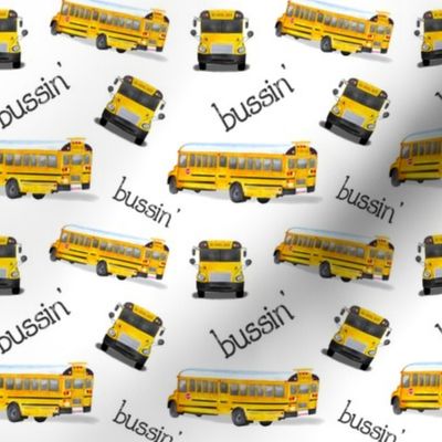 Small Bussin’! School Busses on White