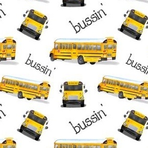 Small Bussin’! School Busses on White