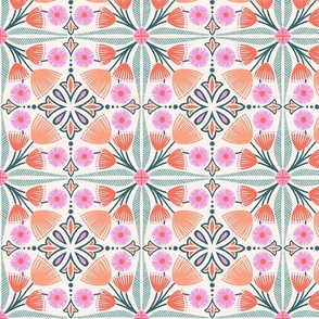 M - Tuscan Tiles - Bright pink - no texture - Helen Bowler