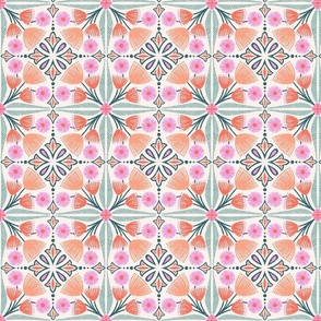 S - Tuscan Tiles - Bright Pink - Helen Bowler