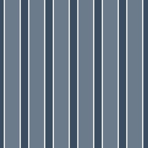 Minimalistic Dark and Medium Blue and white alternating stripes