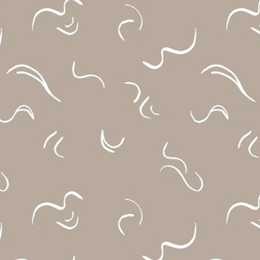 Scandinavian abstract - Minimalist vintage tossed confetti swirls raw waves white in moody latte beige