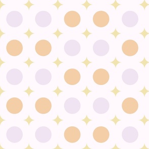 Abstract geometric moon and stars - ivory, lilac and beige // Big scale