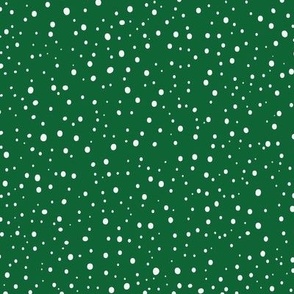 Large - Winter Falling Snow on Emerald Green