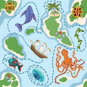 Treasure Map with Sea Monsters