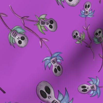 skull flowers_purple