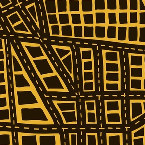 hand-drawn street map, large scale, yellow