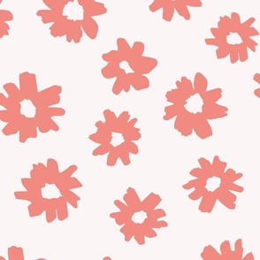 Large coral pink handpainted cute playful daisy flowers