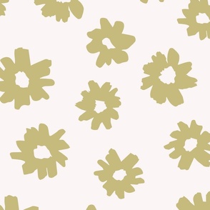 Large olive green handpainted cute playful daisy flowers