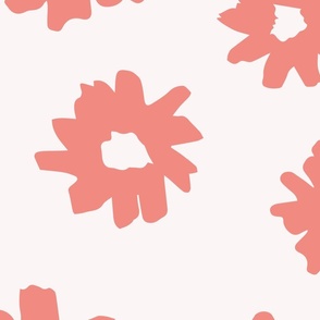 Extra large coral pink handpainted cute playful daisy flowers