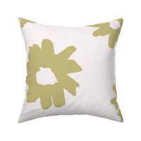 Extra large olive green handpainted cute playful daisy flowers