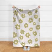 Extra large olive green handpainted cute playful daisy flowers
