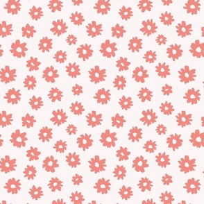 Coral pink handpainted cute playful daisy flowers