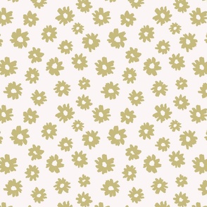 Olive green handpainted cute playful daisy flowers