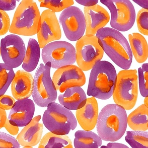 orange and purple abstract shapes on white